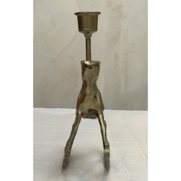 SOLD- R.O.C. Taiwan Vintage Solid Brass Rocking Horse Pony Candle Holder - Picture 4 of 12